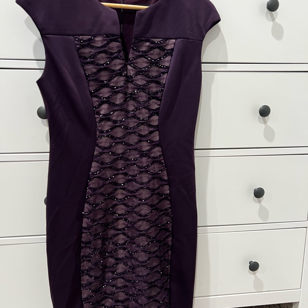 Connected Apparel Purple Sheath Maxi Dress V-neck Sleeveless
